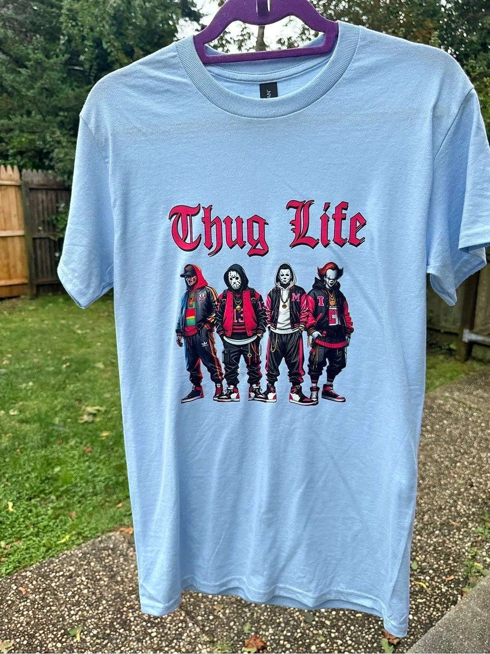 Thug Life Graphic Tee in Blue